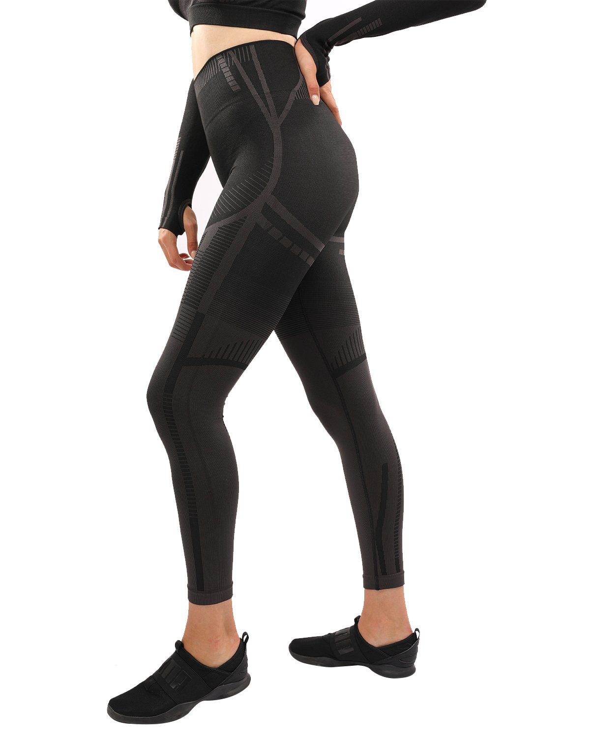 DECATA SEAMLESS LEGGINGS - BLACK & BROWN - Image 3