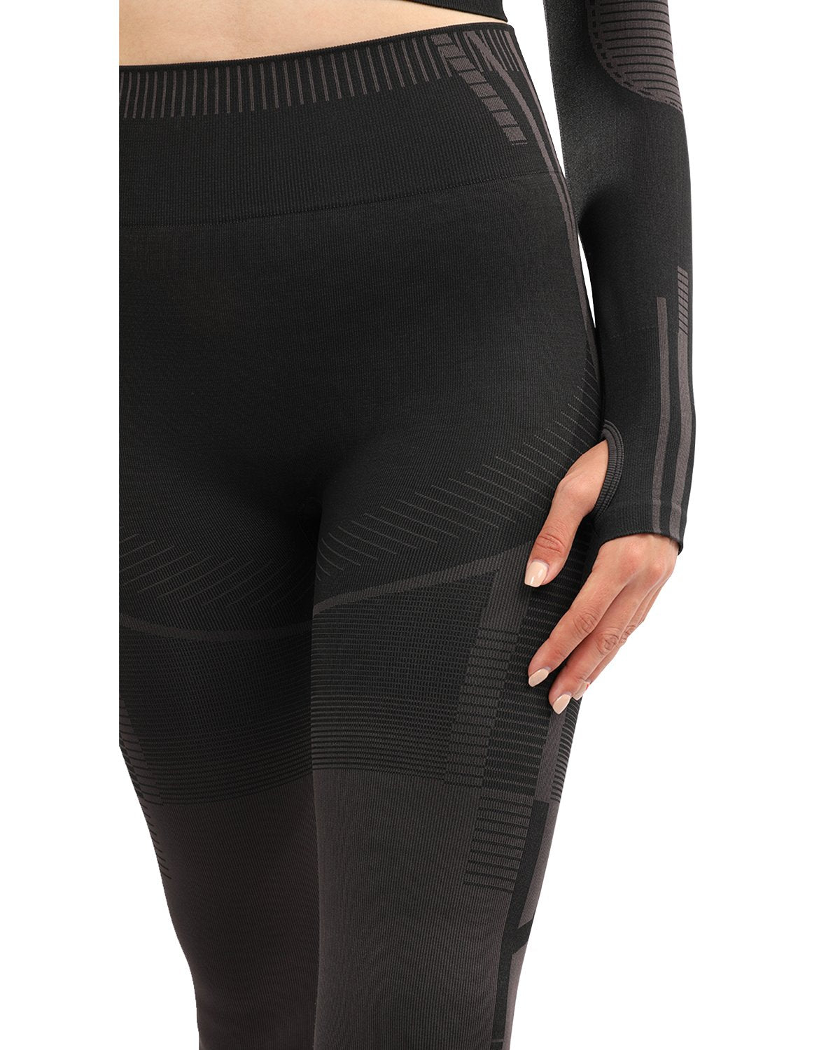 DECATA SEAMLESS LEGGINGS - BLACK & BROWN - Image 7