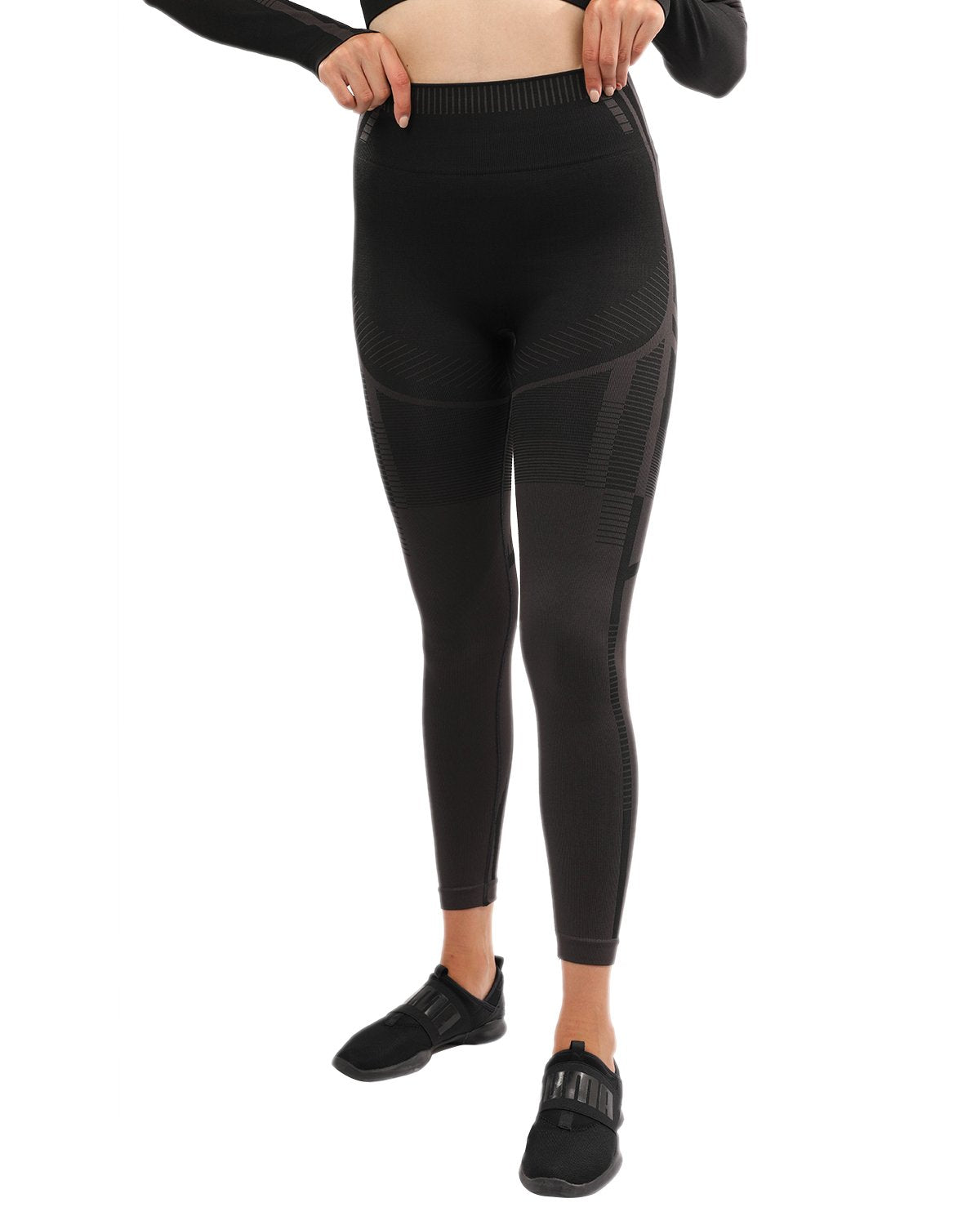 DECATA SEAMLESS LEGGINGS - BLACK & BROWN - Image 2