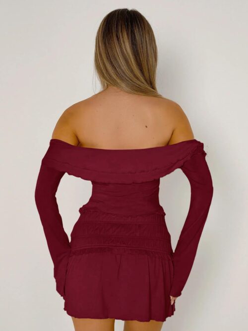 Devine Twisted Ruffled Off-Shoulder Long Sleeve T-Shirt - Image 7