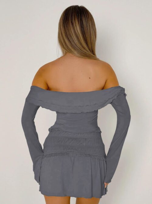 Devine Twisted Ruffled Off-Shoulder Long Sleeve T-Shirt - Image 10