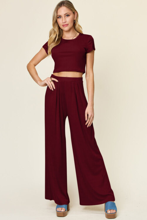 Double Take Full Size Round Neck Top and Pants Set - Image 6