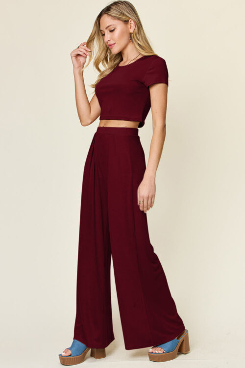 Double Take Full Size Round Neck Top and Pants Set - Image 7