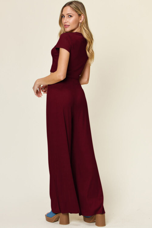 Double Take Full Size Round Neck Top and Pants Set - Image 8