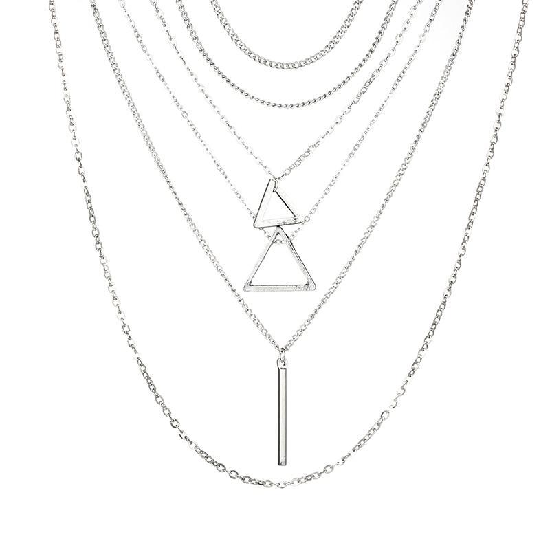 Double Triangle Multilayer Necklace - Image 3