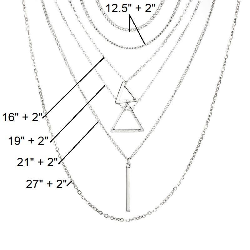 Double Triangle Multilayer Necklace - Image 7
