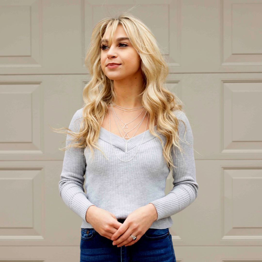 Double Triangle Multilayer Necklace - Image 6