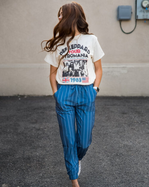 DT UPTOWN Lightweight Joggers in Steel Blue Stripe