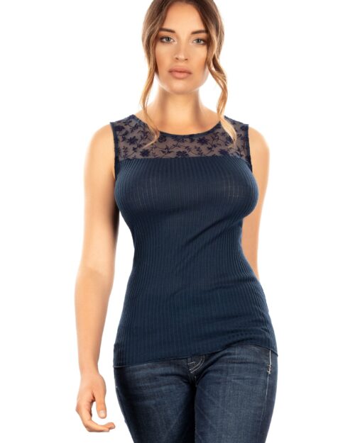 EGI Exclusive Merino Wool Blend Top with Tulle Trim. Proudly Made in