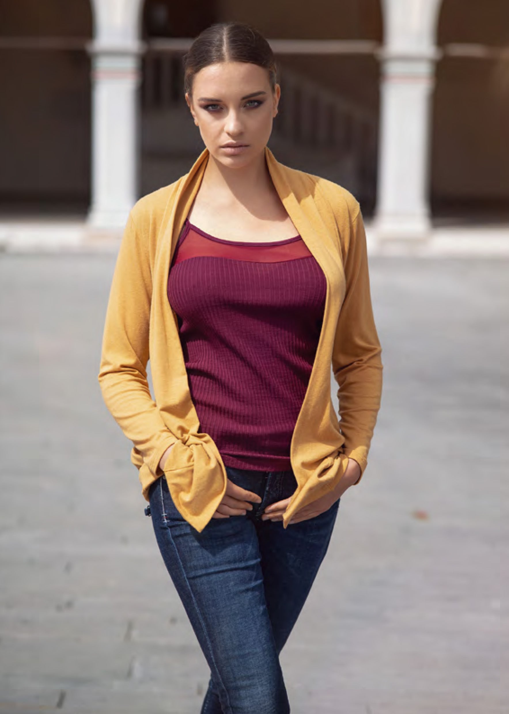 EGI Exclusive Collections Merino Wool Blend Sleeveless Cami with Tulle - Image 2