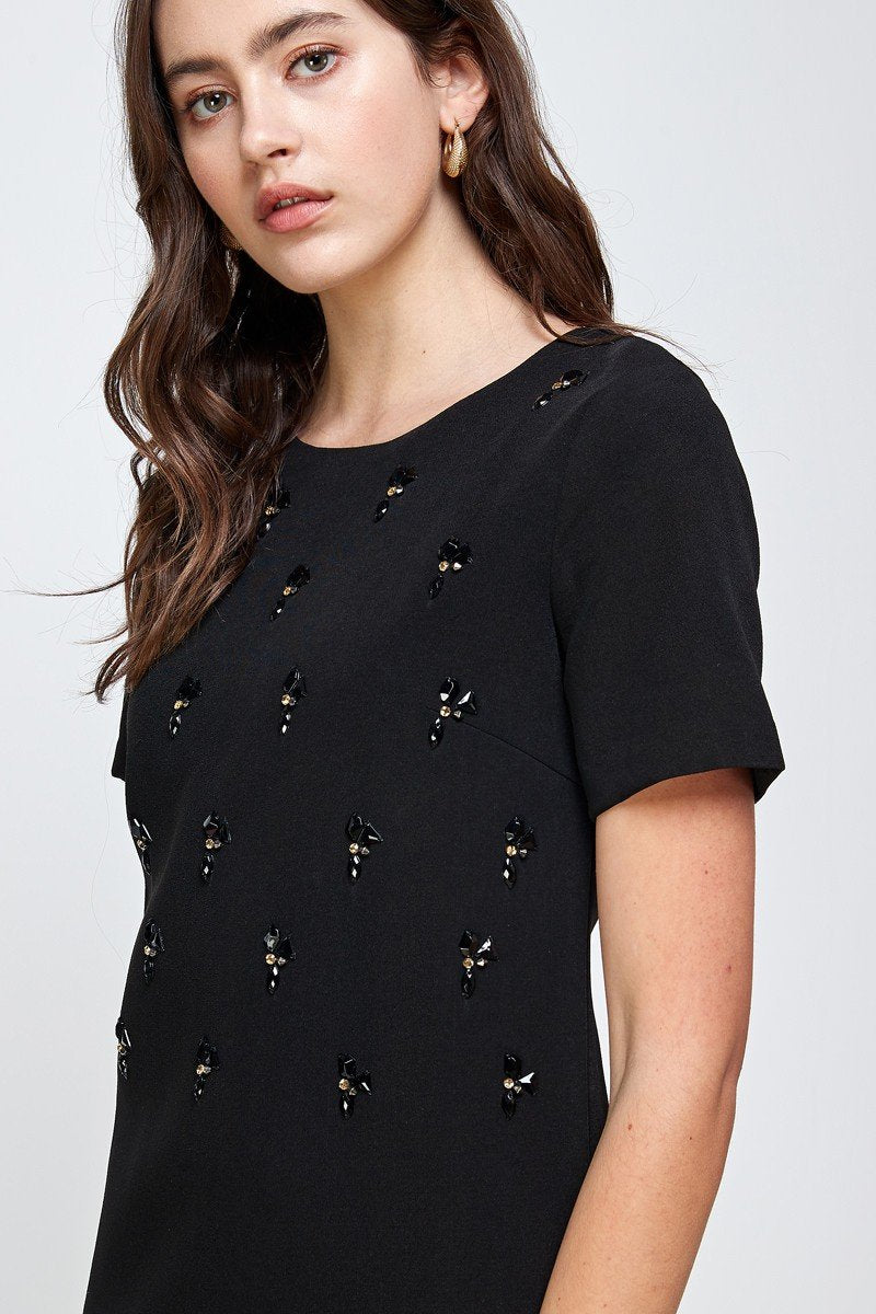 Embellished Short Sleeve Mini Dress - Image 6
