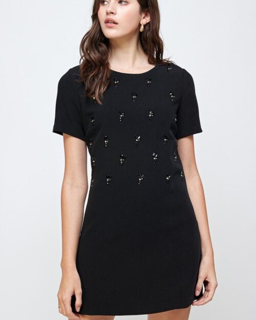 Embellished Short Sleeve Mini Dress
