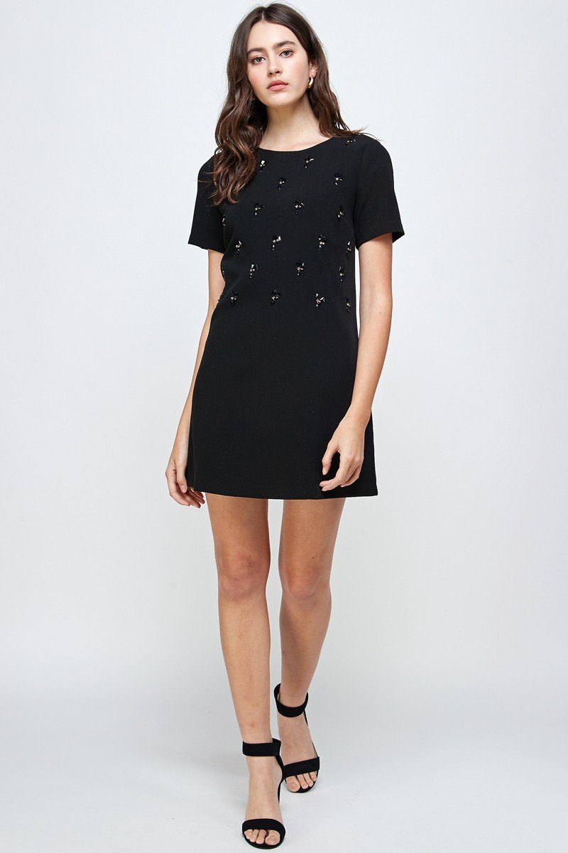 Embellished Short Sleeve Mini Dress - Image 3
