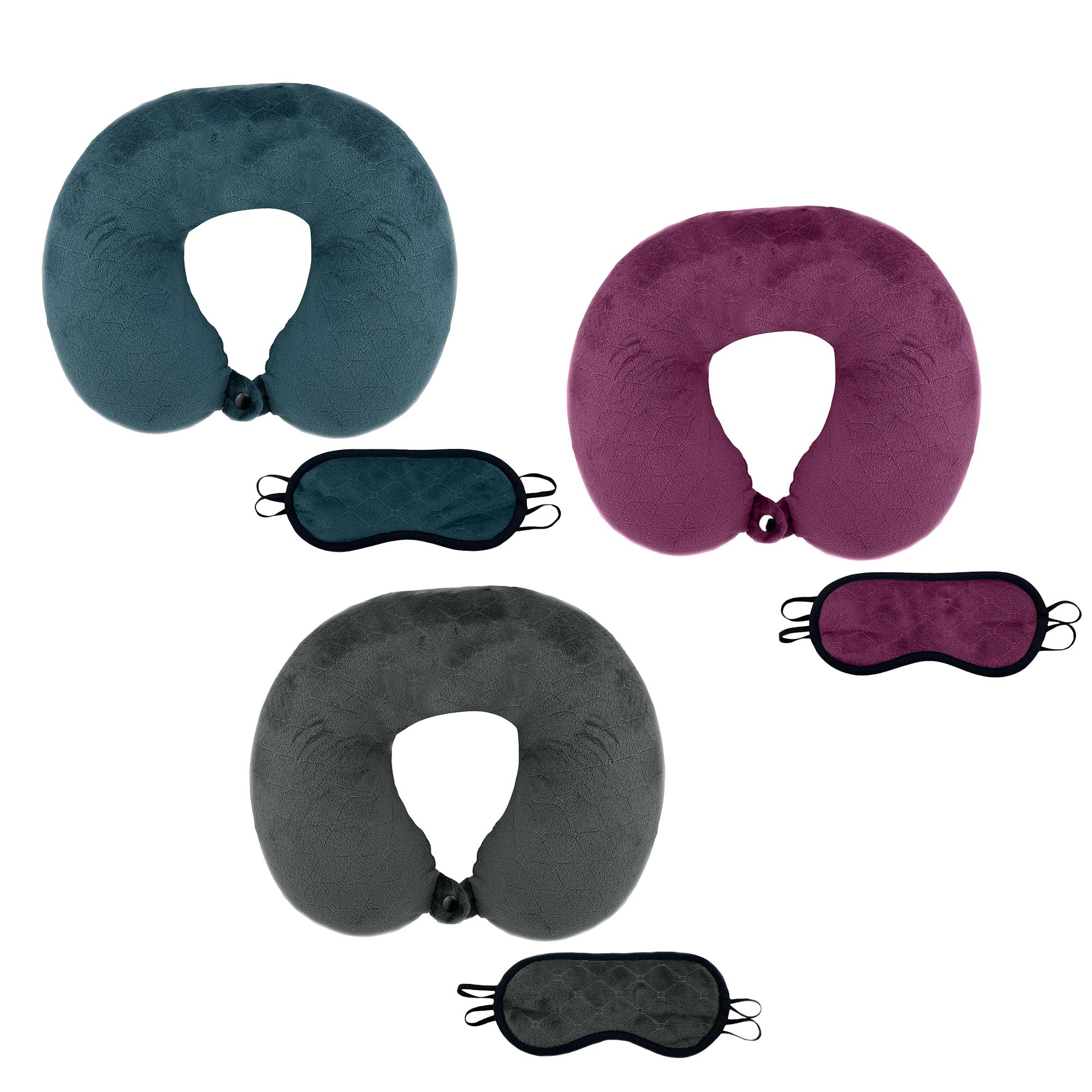 3 Memory Foam Travel Pillows with Sleep Masks by Pursonic - Image 2