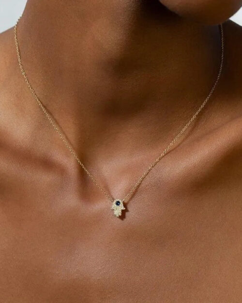 925 Sterling Silver Hamsa Hand Charm Necklace