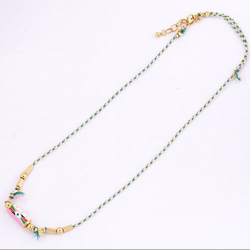Evil Eye Necklace Amour Turkish Blue Pink Long Knotting Beaded Boho - Image 15