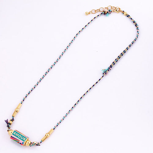Evil Eye Necklace Amour Turkish Blue Pink Long Knotting Beaded Boho - Image 13
