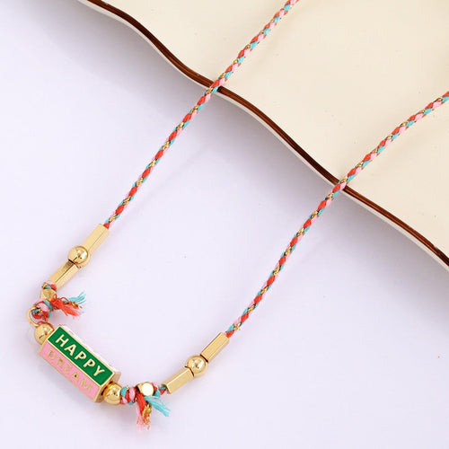 Evil Eye Necklace Amour Turkish Blue Pink Long Knotting Beaded Boho - Image 6