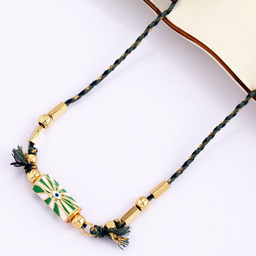 Evil Eye Necklace Amour Turkish Blue Pink Long Knotting Beaded Boho - Image 12