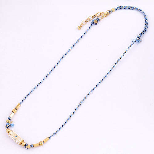 Evil Eye Necklace Amour Turkish Blue Pink Long Knotting Beaded Boho - Image 23