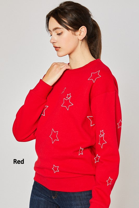 Fleece Basic Sweatshirt With Star Emb - Image 2