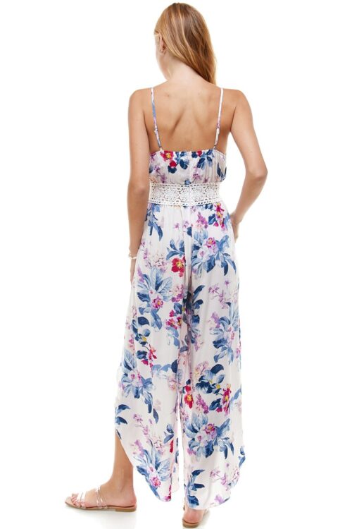 FLORAL & SOLID CROCHET TULIP LEG CAMI JUMPSUIT - Image 5