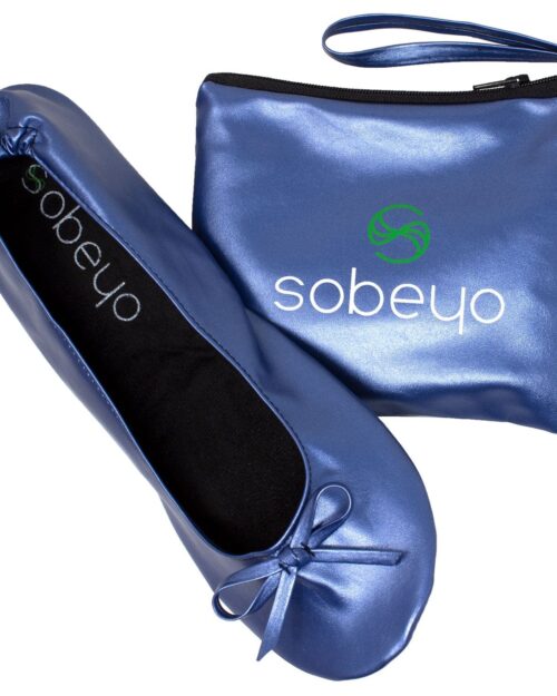 Foldable Ballet Flats Women's Travel Portable Comfortable Shoes Navy