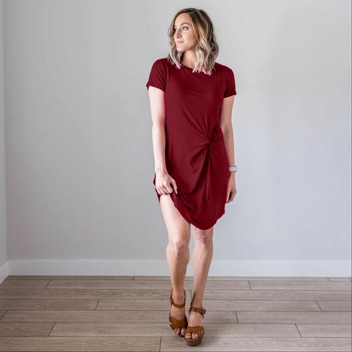 Front Knot Short Sleeve Dress - Image 4