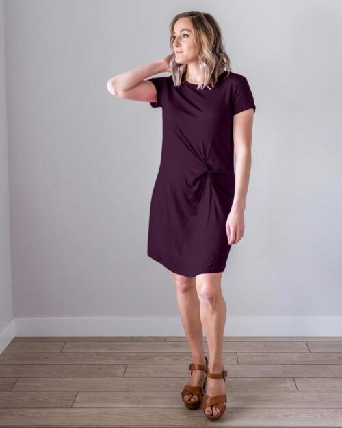 Front Knot Short Sleeve Dress