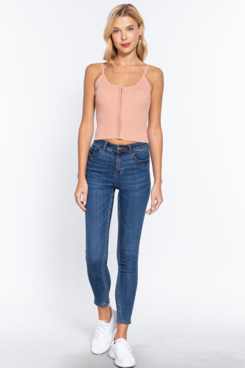 Front Closure With Hooks Sweater Cami Top - Image 3