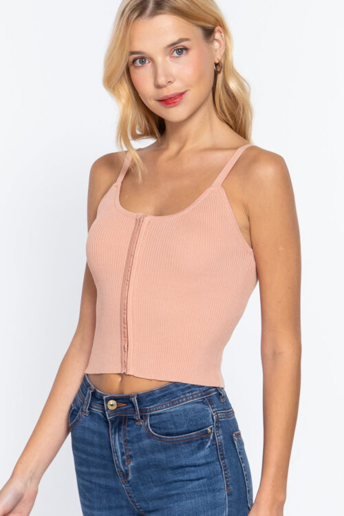 Front Closure With Hooks Sweater Cami Top - Image 4