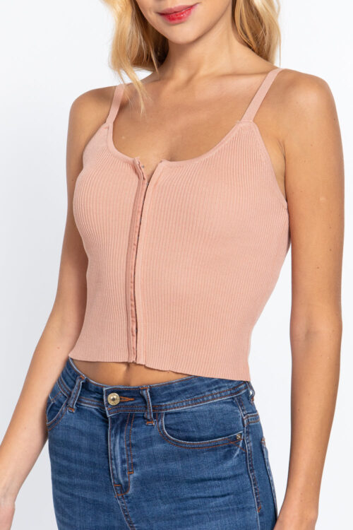 Front Closure With Hooks Sweater Cami Top - Image 5