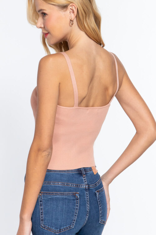 Front Closure With Hooks Sweater Cami Top - Image 6
