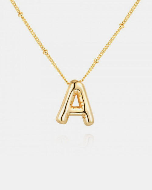 Gold-Plated Letter Pendant Necklace