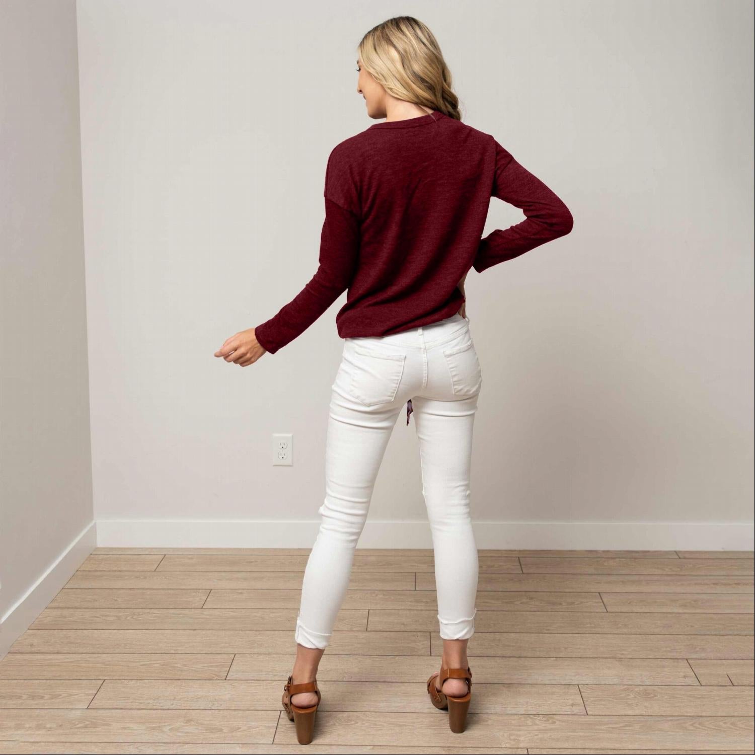 Hacci Long Sleeve Tunic With Front Tie - Image 5