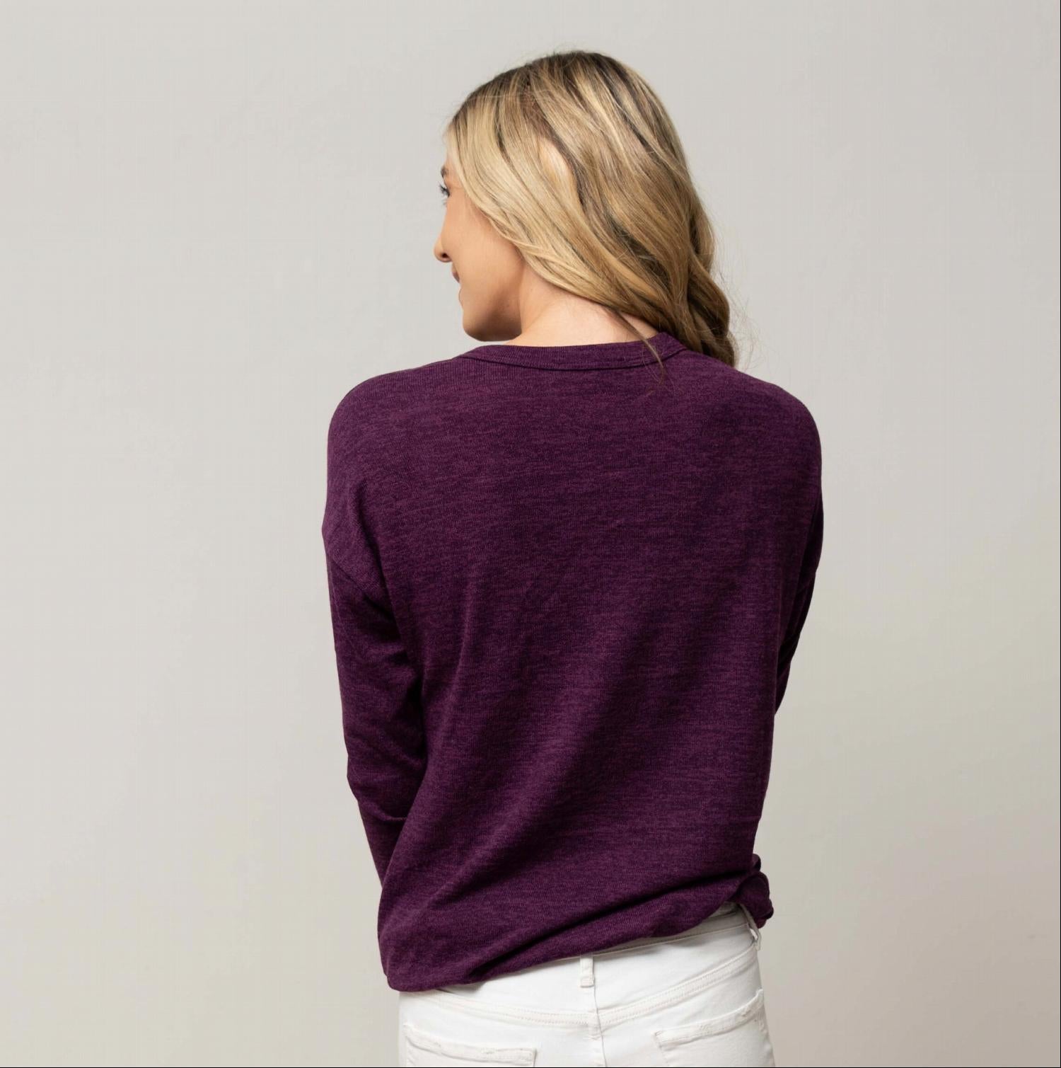 Hacci Long Sleeve Tunic With Front Tie - Image 3