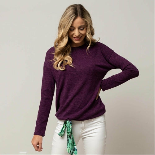 Hacci Long Sleeve Tunic With Front Tie - Image 6