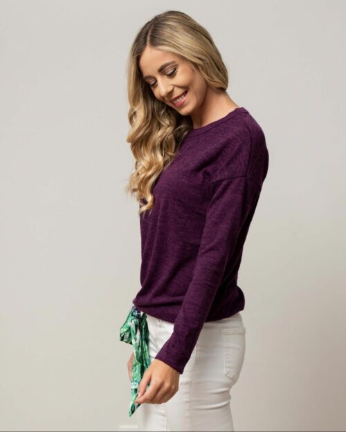 Hacci Long Sleeve Tunic With Front Tie