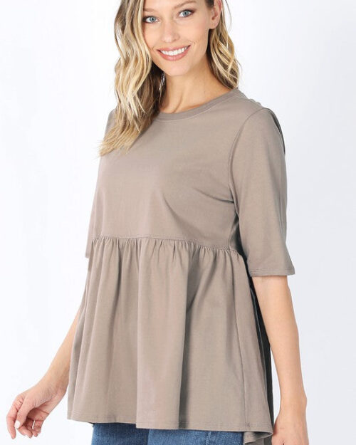 Half Sleeve Empire Waist Shirring Top
