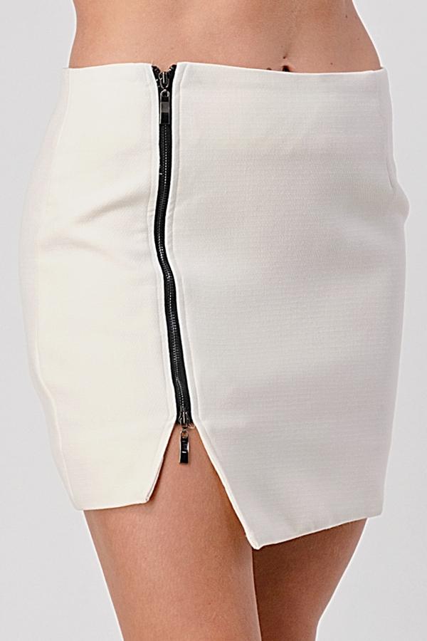 High-Waisted Zip-Front Mini Skirt - Image 2