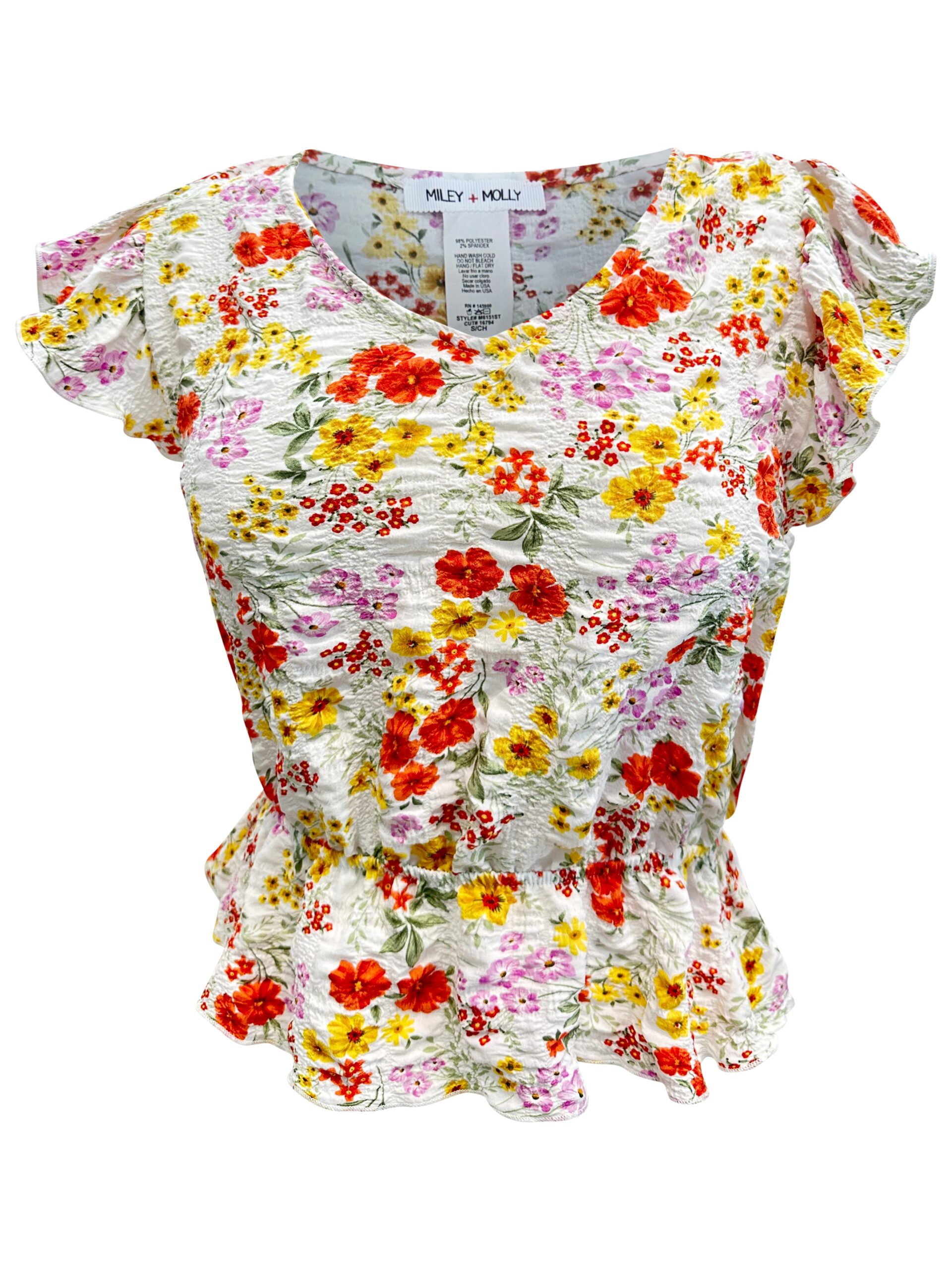 Floral Ruffle Sleeve Peplum Top – Effortlessly Feminine and Chic - Image 5