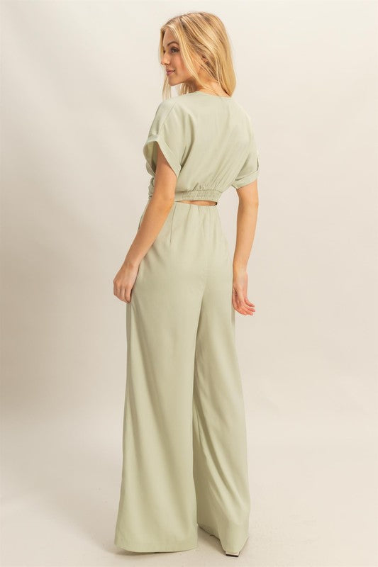 HYFVE Twisted Front Short Sleeve Top and Wide Leg Pants Set - Image 4