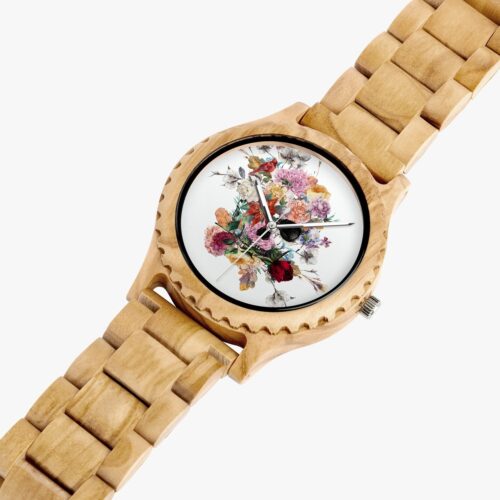 Jacki Easlick Floral Skull Italian Olive Lumber Wooden Watch - Image 3