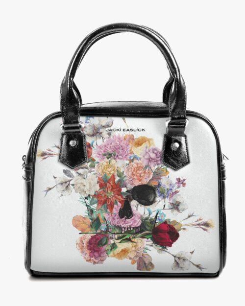 Jacki Easlick Floral Skull Leather Saddle Bag