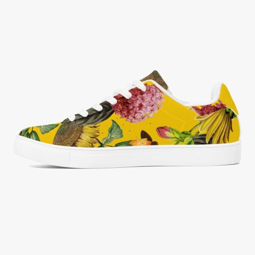 Jacki Easlick Sunflowers Low-Top Leather Sneakers - White/Black - Image 2