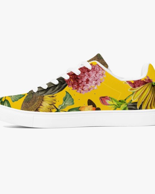 Jacki Easlick Sunflowers Low-Top Leather Sneakers - White/Black