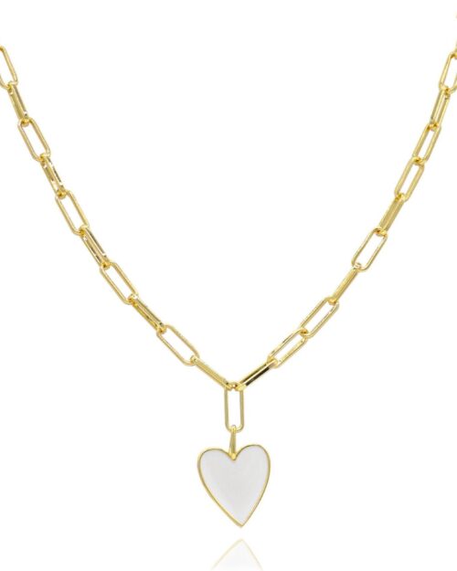 Jamie Enamel Heart - White